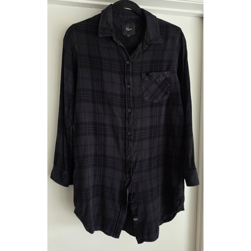 Rails Women Plaid Shirt S Black Grey Long Sleeve Collared Button-Up Top